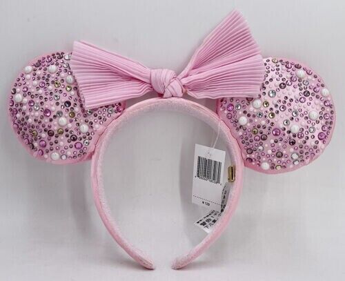 Rare Pearl 2023 BaubleBar Disney Parks Minnie Ears Headband Millennial Pink Bow - Picture 1 of 4
