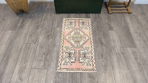 Vintage Türkischer Teppich, Kleiner Türkischer Teppich, Antiker Teppich, Badezimmer Dekor, 1,5x3,1 ft - Bild 3 von 9