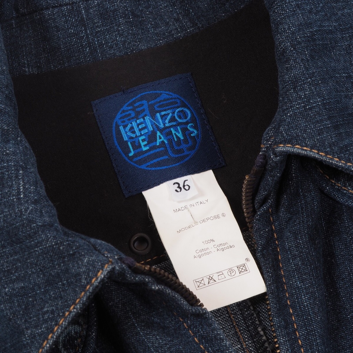 KENZO Jeans Vintage Women's Blue Zip Denim Jean Jacket size 36 Y2K