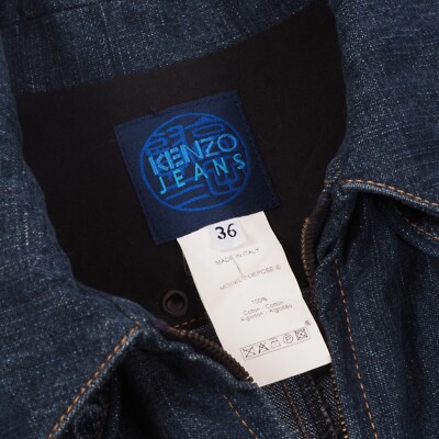 KENZO Jeans Vintage Women's Blue Zip Denim Jean Jacket size 36 Y2K