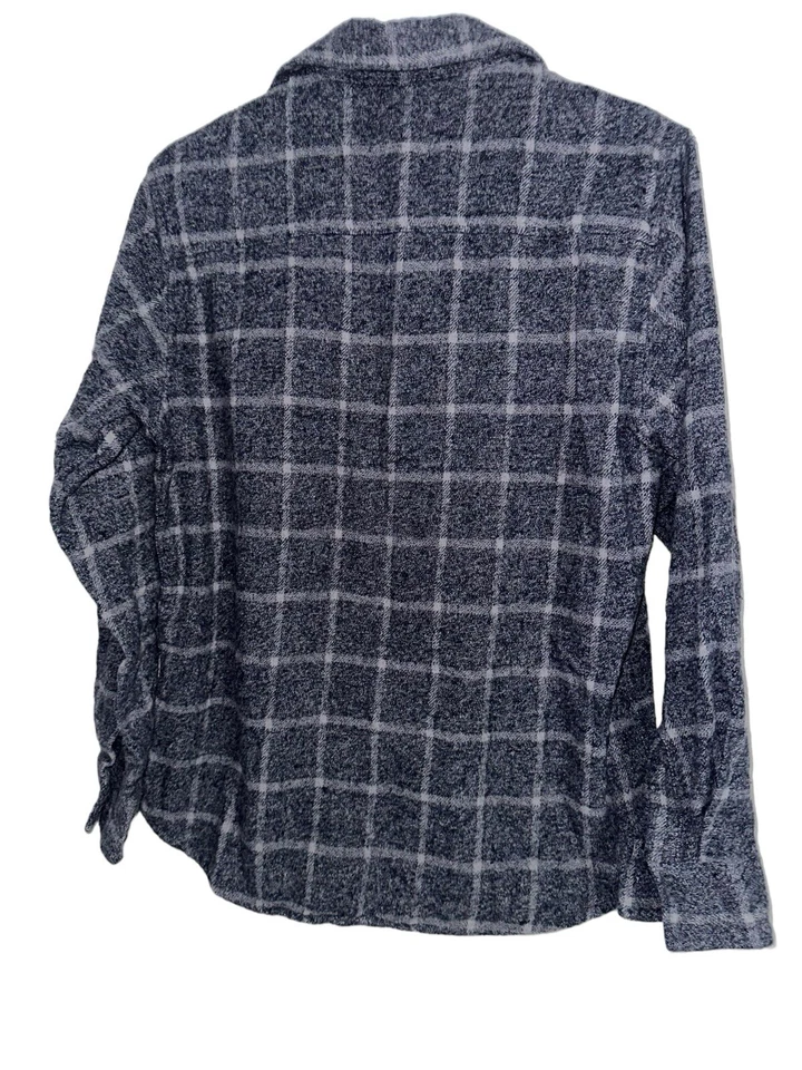 Free Planet Shirt Mens Medium Gray Check Flannel Cotton Polyester Button Up - Image 2 of 4