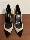 YSL Saint Laurent Paris Suede Pointy Toe Pump Tan Beige Black — photo 7