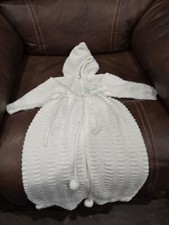 VTG N-6 Monthes Infant Baby Kisses White Sweater Bunting Zipup Hooded Warm EUC