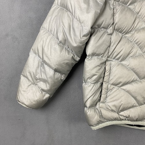 The North Face Girls XL 18 Reversible 550 Series Down Puffer Jacket Hood Silver - Picture 2 of 13