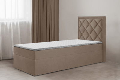 Bett DORMI MINI Boxspringbett mit Bettkästen, Topper H3, Einzelbett, Stauraum