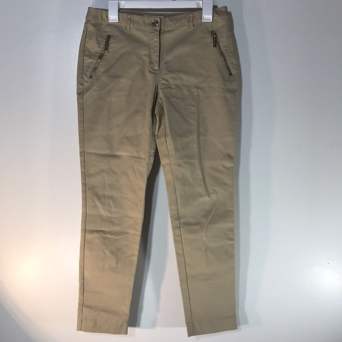 パンツ MICHAEL KORS Women Straight Pants MS23015A19 101 Beige Michael Kors Beige Skinny Straight Fit Dress Pants Womens