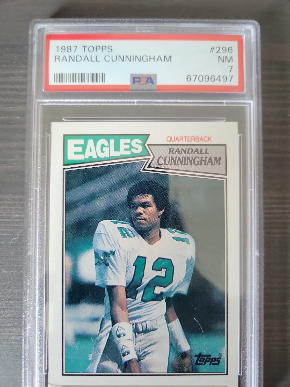 1987 Topps #296 RANDALL CUNNINGHAM RC PSA 7