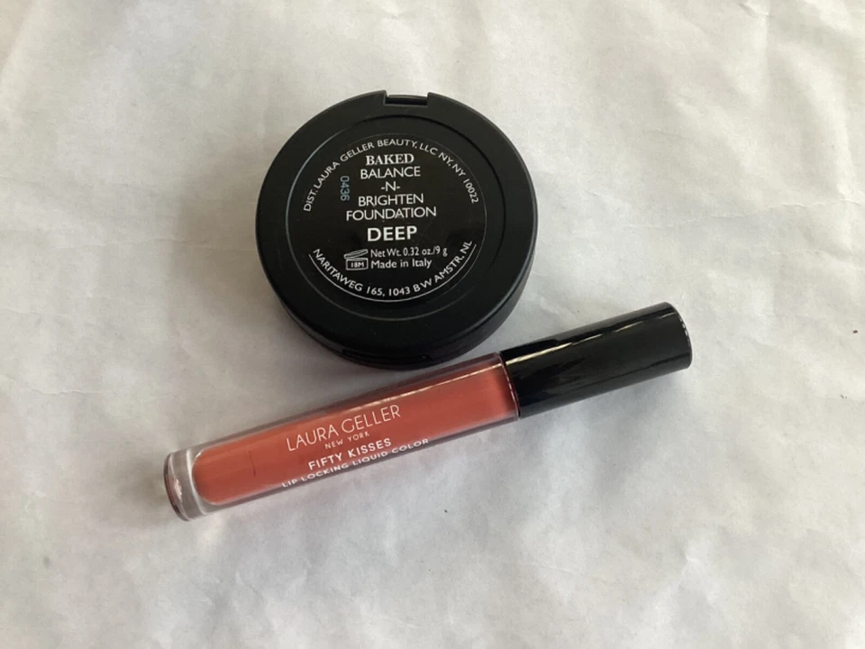 Laura Geller   Balance N Brighten  Powder Foundation Shade. Deep + Lip Gloss - Image 2 of 2
