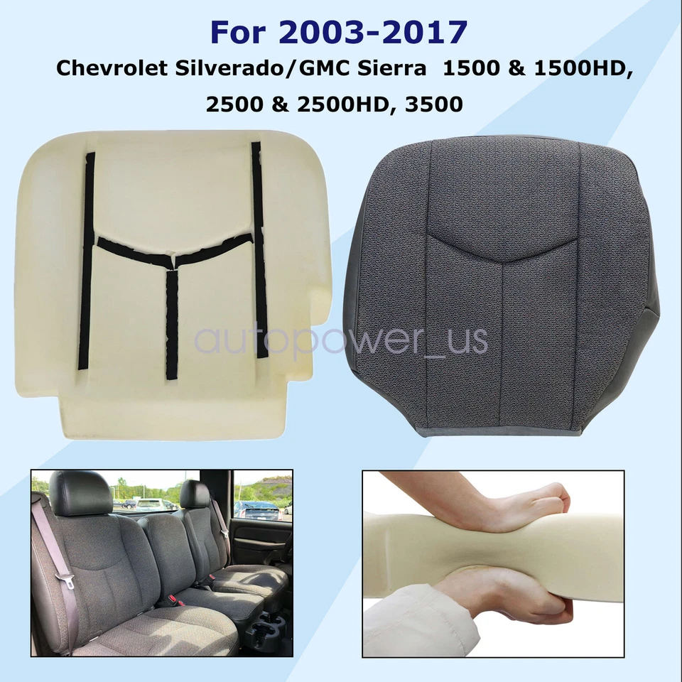 Cubierta de asiento de tela de espuma para GMC Sierra 1500 2500 3500 2003 2004-2007 Foto 2 de 4