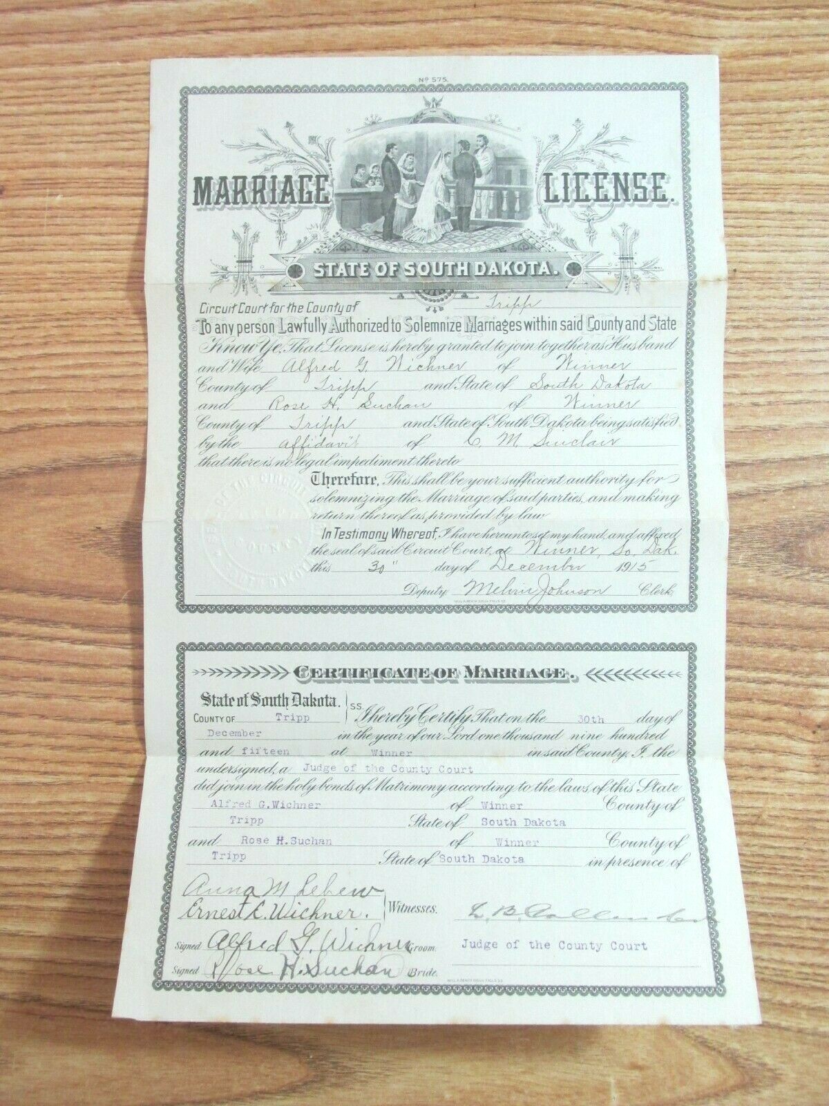 MARRIAGE LICENSE SOUTH DAKOTA 1915 OLD ANTIQUE eBay