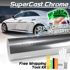 Supercast Chrome Silver Car Vinyl Wrap Sticker Easy Stretch Decal Sheet Film Diy