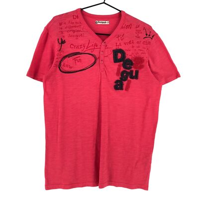 DESIGUAL V-Ausschnitt Pink Damen T-Shirt Größe M