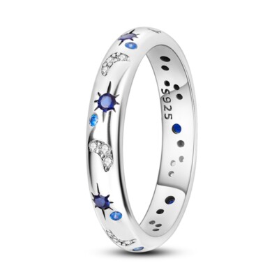 MULA Sparkling Starry Night 925 Silver Ring AAA CZ Hypoallergenic Women Jewelry
