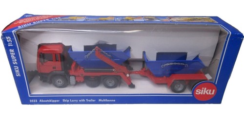 SIKU 1/55 3523 Aasetzkipper Skip Lorry with Trailer Siku 3523 MAN