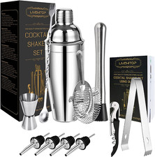 Cocktail Shaker Kit, 12 Pezzi Kit Cocktail Con 750 ML Shaker Cocktail Kit Profes
