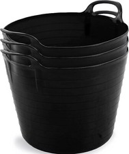 3 x 42 Litre Large Flexi Tub Home Garden Flexible Storage Colour Bucket black