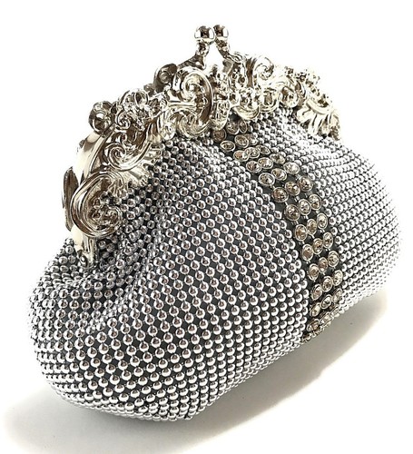 XX-Small Women's Evening clutch Metal Beaded Mesh Purse for Party Prom Wedding - Picture 10 of 47