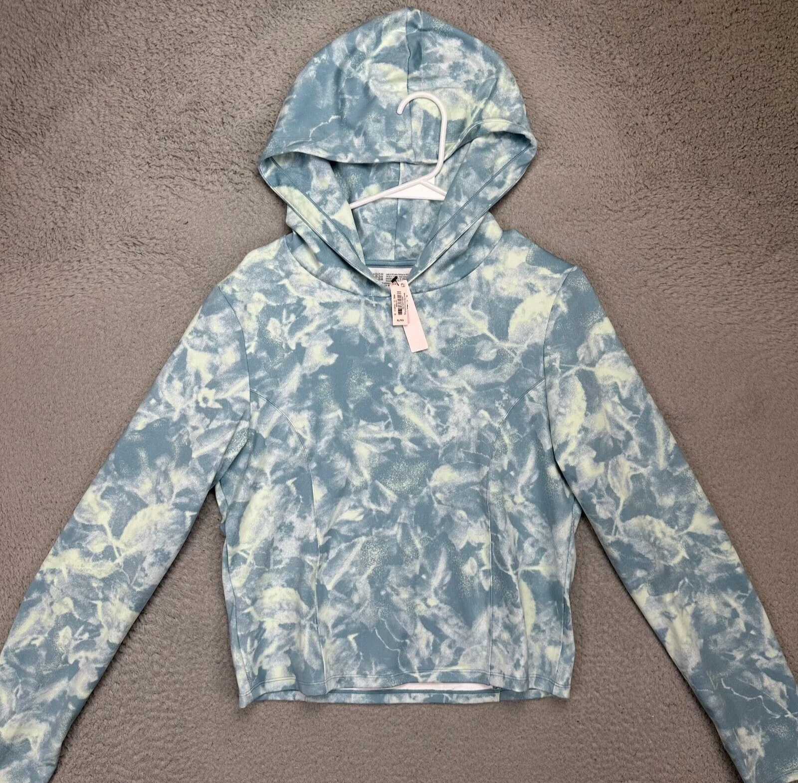UNDERCOVER Victorias Secret maglione donna XL blu tie dye crop felpa con cappuccio donna NUOVO