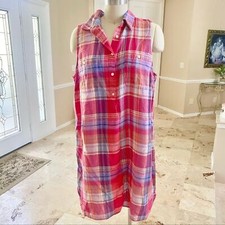 Chaps Palm Point Plaid Sleeveless Dress