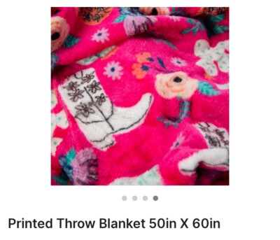 Printed Throw Blanket  50'' x 60''  Cowgirl Cactus  Plush