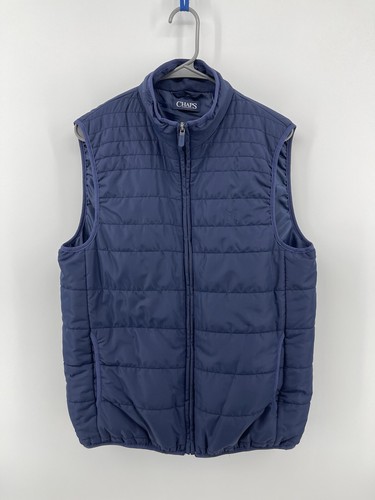 Chaps Packable Light Vest Sleeveless Jacket Mens Size Medium Blue Fast Shipping