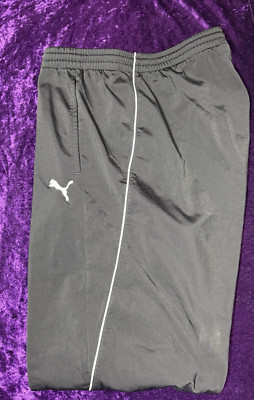 Puma Jogger Mens Sweatpants Black 2XL Athletic Drawstring VTG White stripe