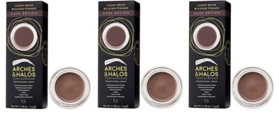 Lot of 3  Arches & Halos Luxury Brow Building Pomade 0.106 Oz Each, Dark Brown