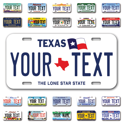 Custom state License Plates with personalized text Car 12x6- Moto 7x4 - Bike 6x3 - Picture 487 of 570
