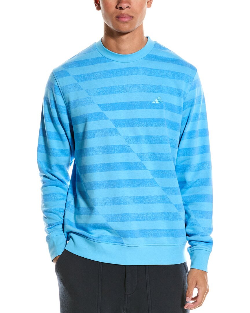 Мужской пуловер с круглым вырезом и принтом Adidas синего цвета S