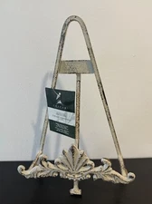 Tripar Distressed White Metal Display Easel Scroll Design Brand New