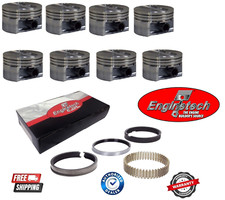 Premium Flat Top Pistons Rings For 92-97 Chevy Pontiac 350 5.7l V8 Lt1 Lt-1