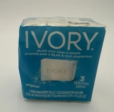 NOS Ivory Bar Soap 99.44% Pure Clean & Simple Original Scent 3-Pack