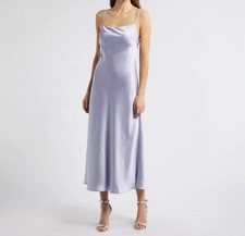 Amsale Andy Satin Midi Cocktail Dress Women’s Size 14 Lilac Tie Back