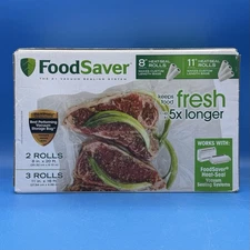 FoodSaver Vacuum Heat-Seal Rolls Combo Pack, Two 8" Rolls and Three 11" Rolls