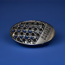 Harley-Davidson Women's Oval Rhinestone Flowers Brushed Silver-Tone Belt Buckle