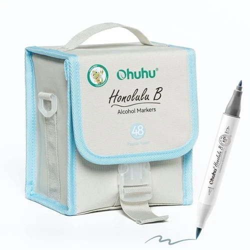 Ohuhu 48 Colors Alcohol Pastel Markers Brush & Fine+1 Marker Blender