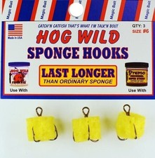 Magic Bait Hog Wild Sponge Fishing Hook Size #4 3/Pack Yellow 22-48