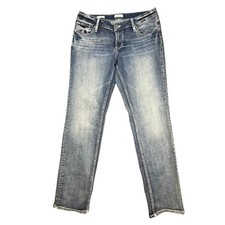 Vigoss Blue Jeans Straight Leg Embroidered Pockets Womens Size 14