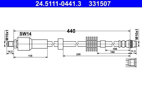 Bremsschlauch Vorne Ate 245111 04413 FÜR CitroËN DS-image