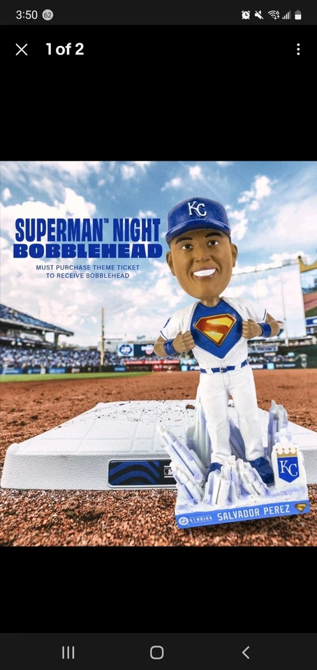 Kansas City Royals SUPERMAN SALVADOR PEREZ Bobblehead 07/09/25 PREVENTA Foto 2 de 4