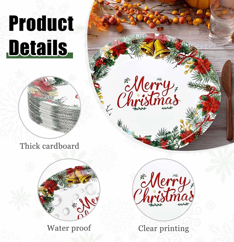 50 件 10 X 12 英寸圣诞快乐椭圆形纸板重型 Xmas Holly L — 第 4/4 张图片