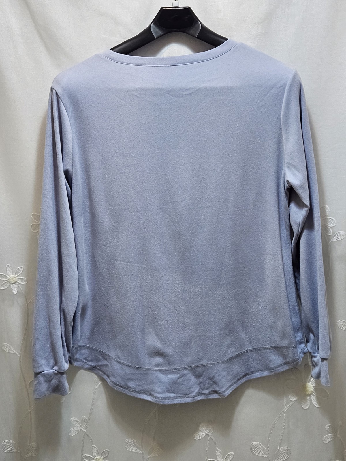 Womens Light Blue Large Top Solid Soft Plain Prac… - image 12