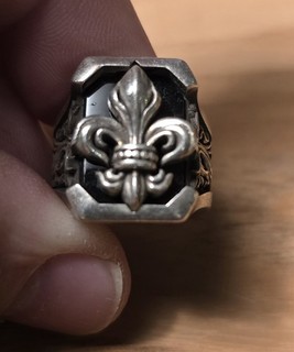 NO RESERVE! NightRider RARE Silver .925 Fleur De Lis Ring RING Sz 5 Onyx 25gram