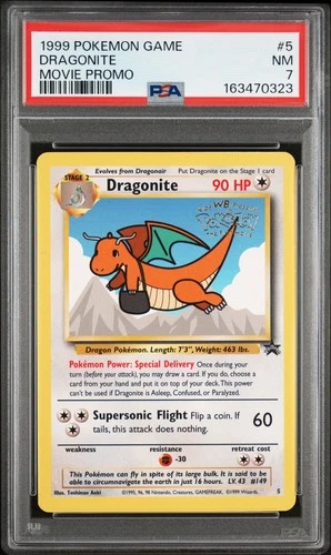 1999 POKEMON GAME MOVIE PROMO #5 DRAGONITE PSA 7