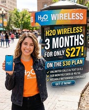 E-SIM H2O H20 WIRELESS   ESIM ACTIVATION   3 MONTHS x 30 Plan   UNLIMITED T/T