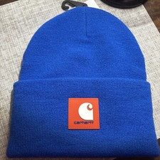 NEW Carhartt Men's Knit Rubber Patch Beanie - Men's One Size - Blue