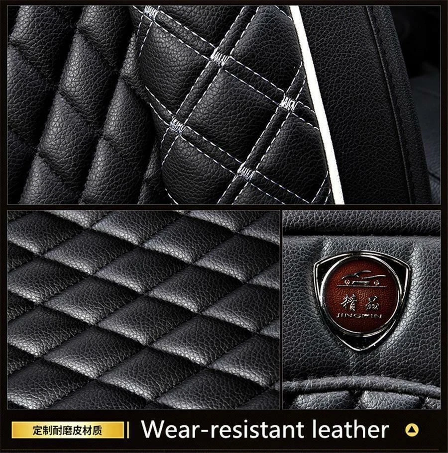Black PU Leather Car Seat Covers Luxury interior Full Set Front & Rear USA SHIP - Image 4 of 4
