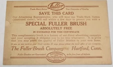 Vintage Fuller Brush Company Free Brush Calling Trade Advertising Card