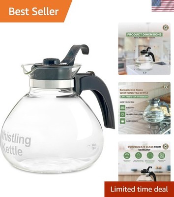 Borosilicate Glass Stove Top Whistling Tea Kettle - 12 Cup/48oz Capacity - BP...