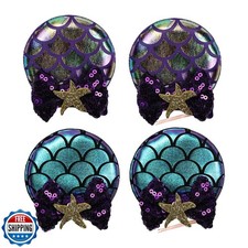 2 Pairs Mouse Ear Clips with Glittering Sequin Bow, Girls' Hair Barrettes Hai